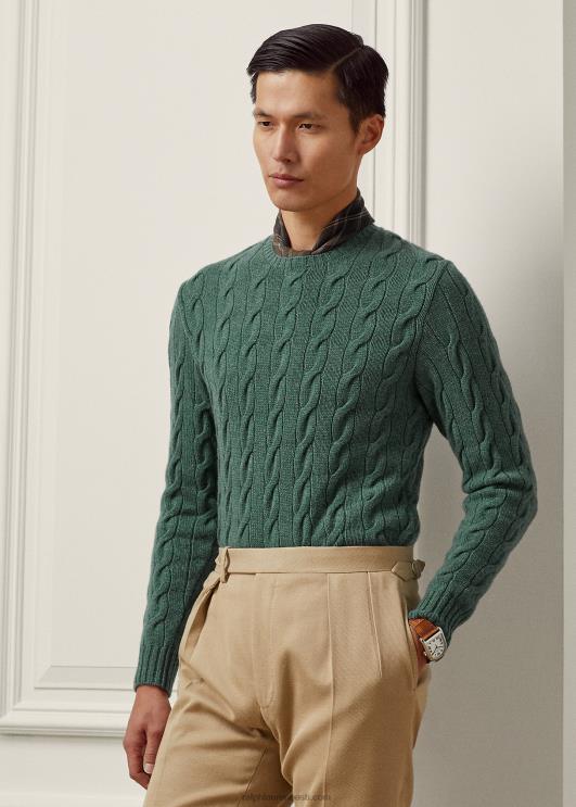 Ralph Lauren mehed kaabliga kootud kašmiirist kampsun PR0V82 saare sinine melanž