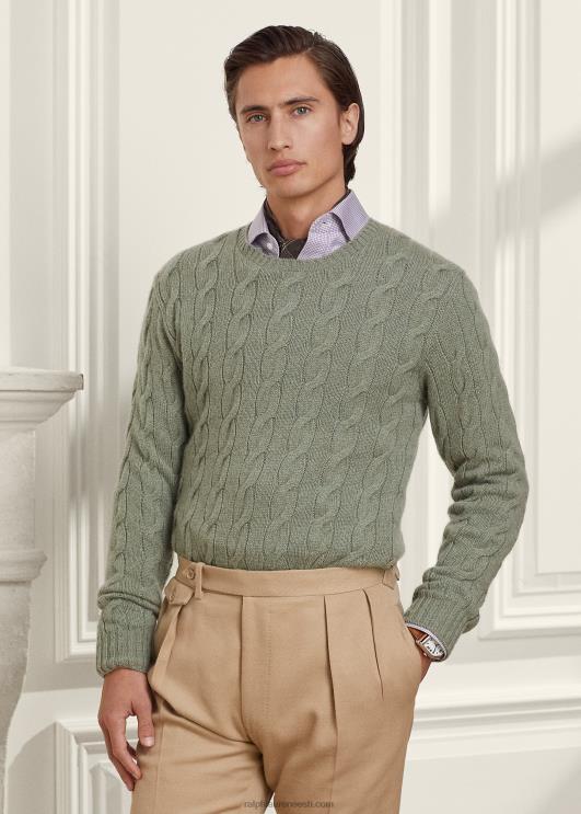 Ralph Lauren mehed kaabliga kootud kašmiirist kampsun PR0V83 merepihustusmelange