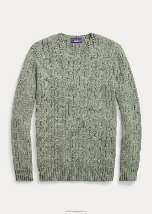 Ralph Lauren mehed kaabliga kootud kašmiirist kampsun PR0V83 merepihustusmelange