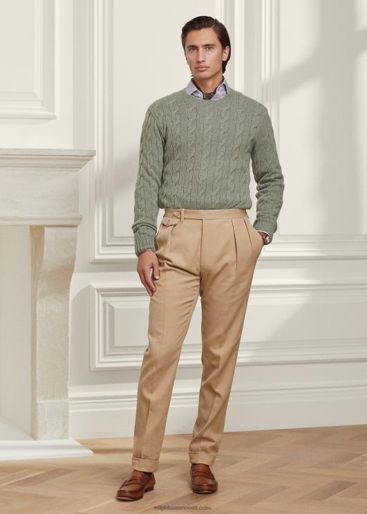 Ralph Lauren mehed kaabliga kootud kašmiirist kampsun PR0V83 merepihustusmelange