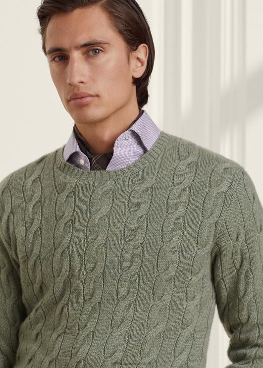 Ralph Lauren mehed kaabliga kootud kašmiirist kampsun PR0V83 merepihustusmelange