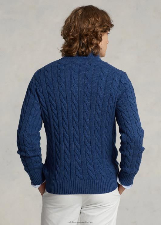 Ralph Lauren mehed kaabliga kootud puuvillane kampsun PR0V1130 rustikaalne mereväe kanarbik