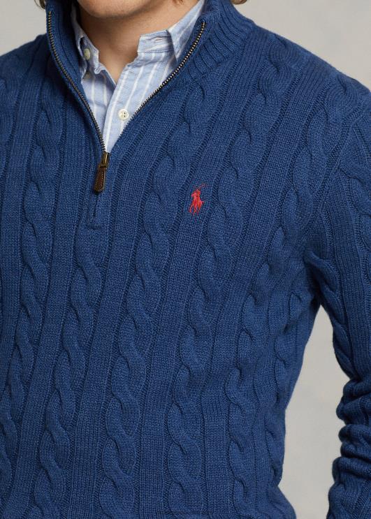 Ralph Lauren mehed kaabliga kootud puuvillane kampsun PR0V1130 rustikaalne mereväe kanarbik