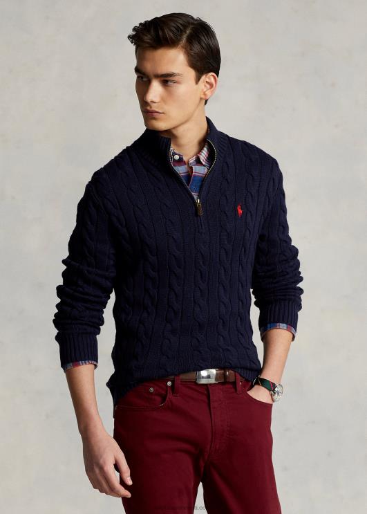 Ralph Lauren mehed kaabliga kootud puuvillane kampsun PR0V1131 jahimeeste merevägi