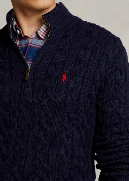 Ralph Lauren mehed kaabliga kootud puuvillane kampsun PR0V1131 jahimeeste merevägi