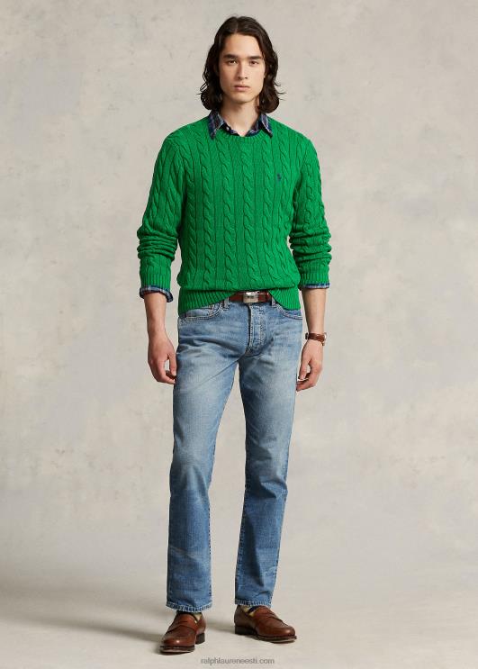 Ralph Lauren mehed kaabliga kootud puuvillane kampsun PR0V8411 sportlik roheline