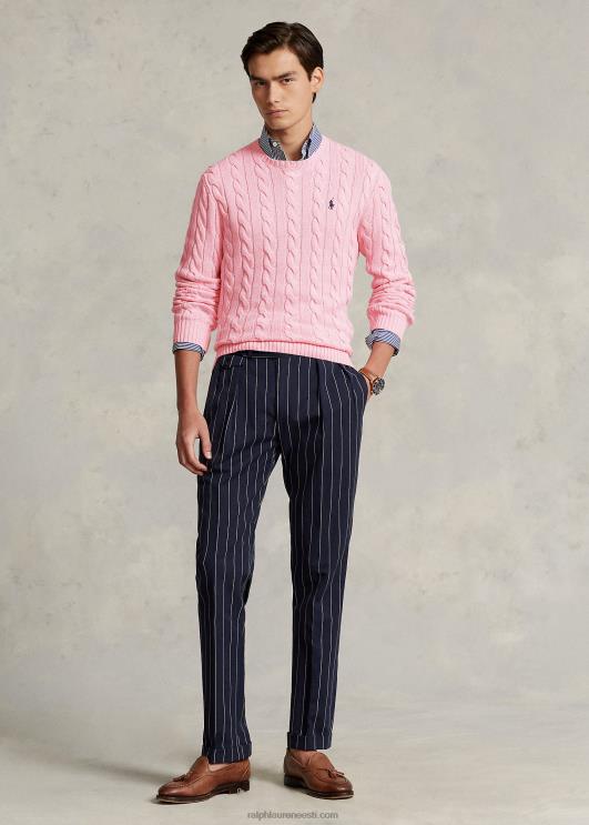 Ralph Lauren mehed kaabliga kootud puuvillane kampsun PR0V8412 karmeli roosa