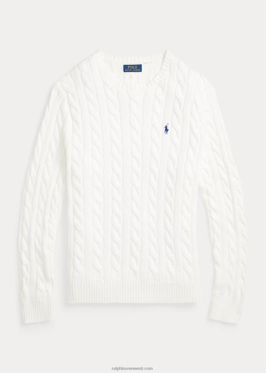 Ralph Lauren mehed kaabliga kootud puuvillane kampsun PR0V8413 valge