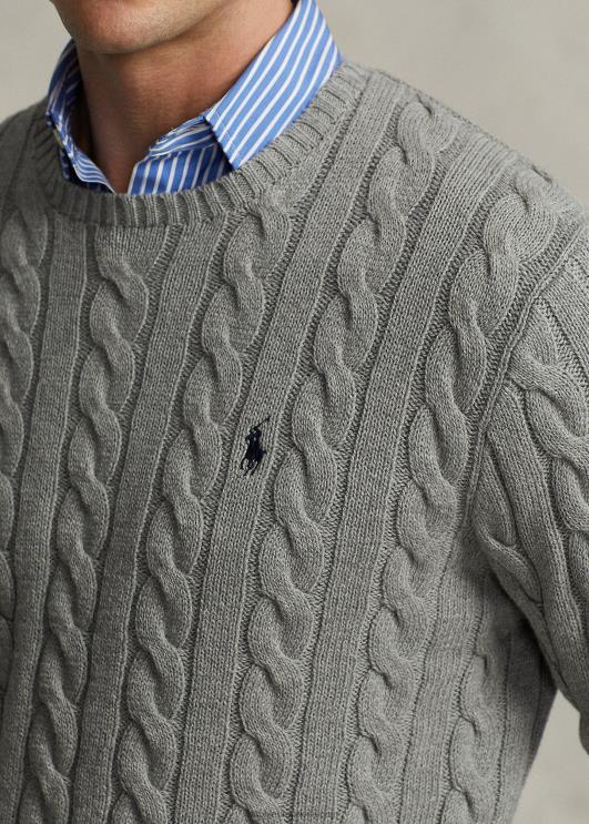 Ralph Lauren mehed kaabliga kootud puuvillane kampsun PR0V8414 kollakashall kanarbik