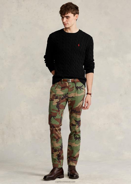 Ralph Lauren mehed kaabliga kootud puuvillane kampsun PR0V8415 must