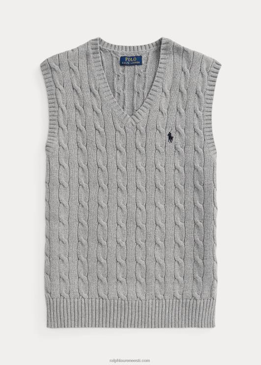 Ralph Lauren mehed kaabliga kootud puuvillane kampsunvest PR0V505 kollakashall kanarbik