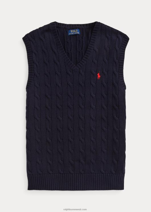 Ralph Lauren mehed kaabliga kootud puuvillane kampsunvest PR0V506 jahimeeste merevägi