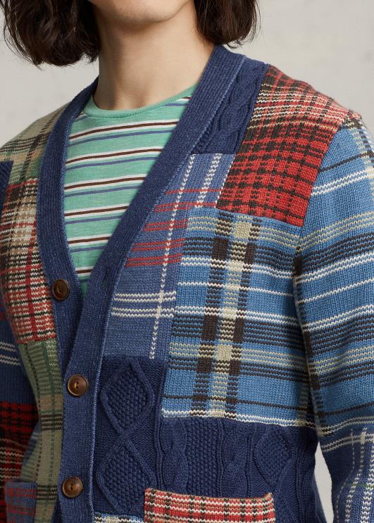 Ralph Lauren mehed lapiline puuvillane kardigan PR0V1203 mereväe multi