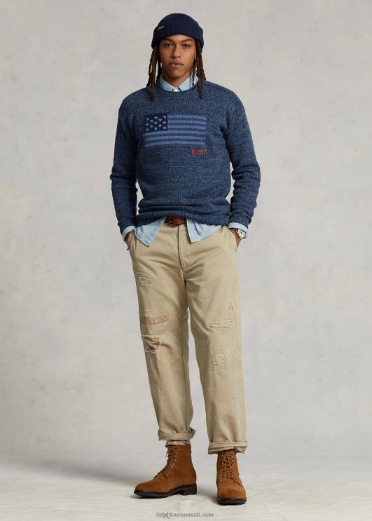 Ralph Lauren mehed lipuline puuvillane rullkaelusega kampsun PR0V1085 sinine mergel