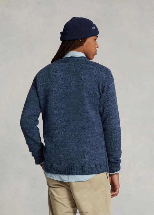 Ralph Lauren mehed lipuline puuvillane rullkaelusega kampsun PR0V1085 sinine mergel