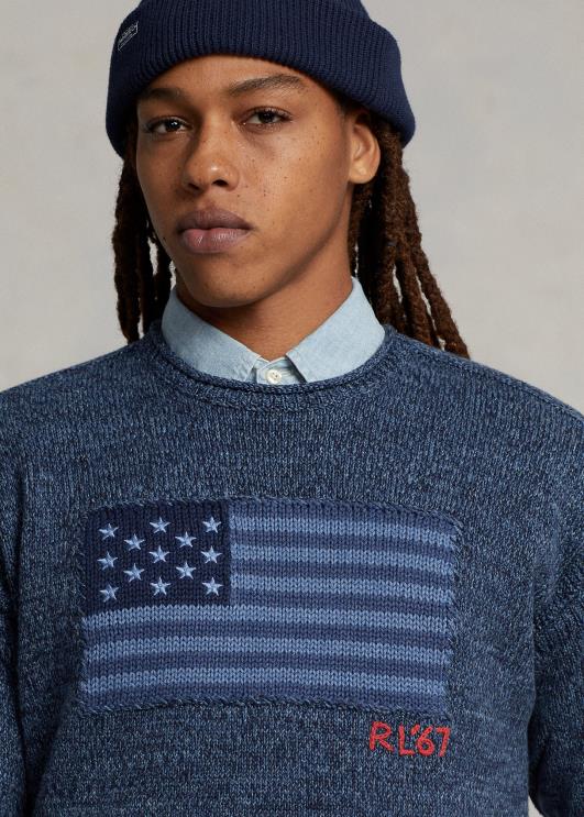 Ralph Lauren mehed lipuline puuvillane rullkaelusega kampsun PR0V1085 sinine mergel