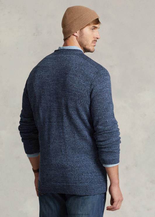 Ralph Lauren mehed lipuline puuvillane rullkaelusega kampsun PR0V1807 sinine mergel