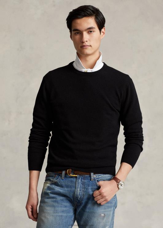 Ralph Lauren mehed pestav kašmiirist kaelusega kampsun PR0V602 must