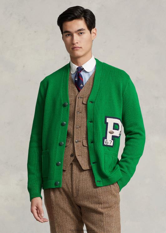 Ralph Lauren mehed puuvillane letterman kardigan PR0V8520 uus metsa multi