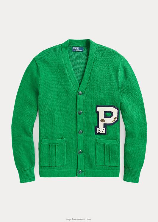 Ralph Lauren mehed puuvillane letterman kardigan PR0V8520 uus metsa multi