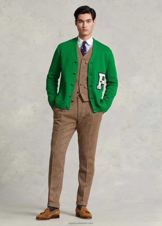 Ralph Lauren mehed puuvillane letterman kardigan PR0V8520 uus metsa multi