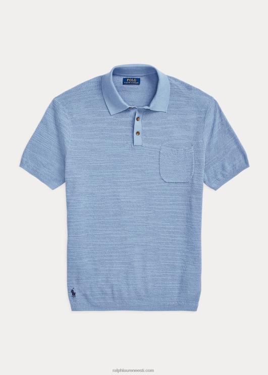 Ralph Lauren mehed puuvillane-linane polo-kraega kampsun PR0V405 kanal sinine