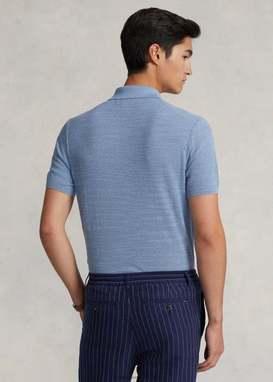 Ralph Lauren mehed puuvillane-linane polo-kraega kampsun PR0V405 kanal sinine