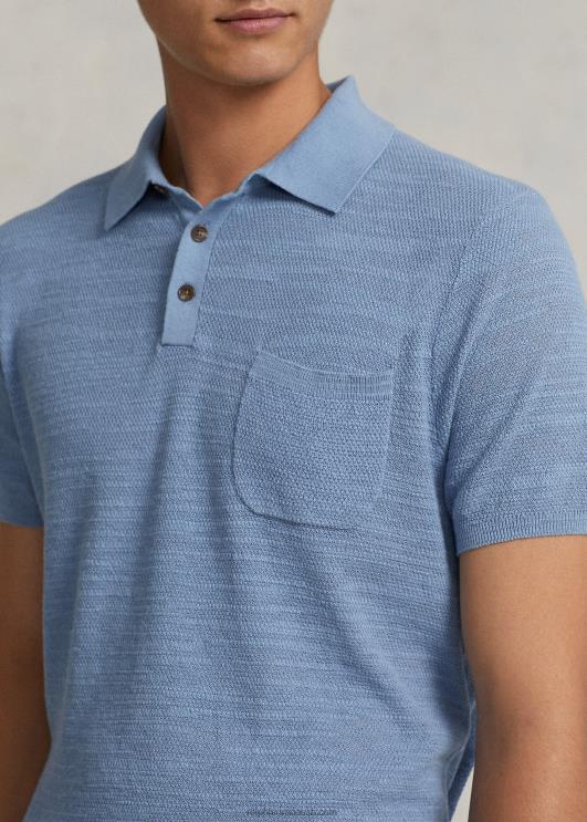 Ralph Lauren mehed puuvillane-linane polo-kraega kampsun PR0V405 kanal sinine