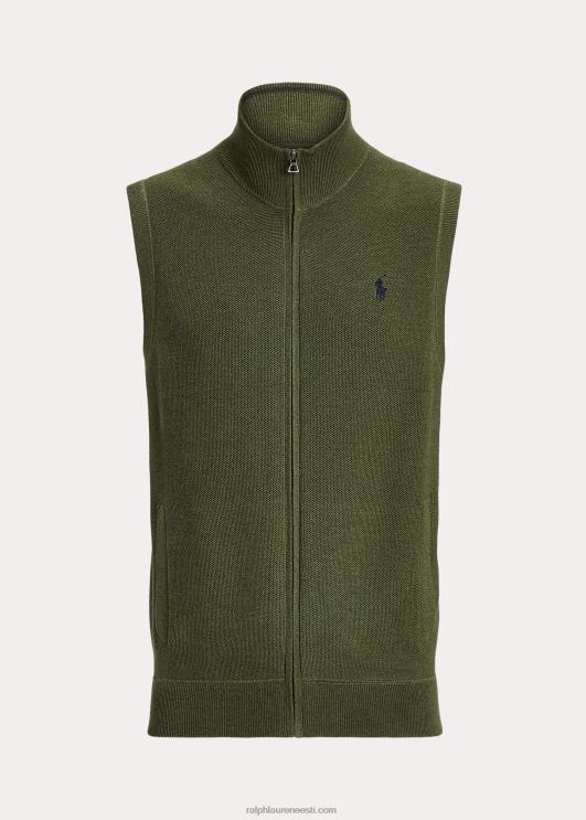 Ralph Lauren mehed puuvillane täistõmblukuga kampsunvest PR0V781 klassikaline oliivikanarbik