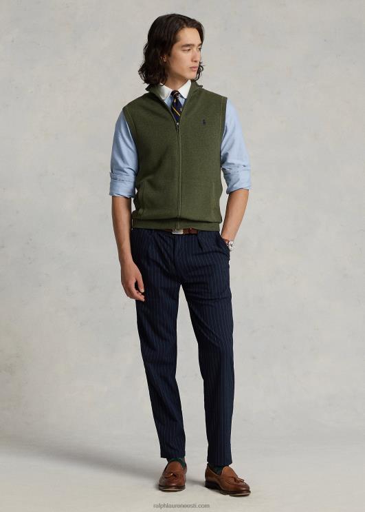 Ralph Lauren mehed puuvillane täistõmblukuga kampsunvest PR0V781 klassikaline oliivikanarbik