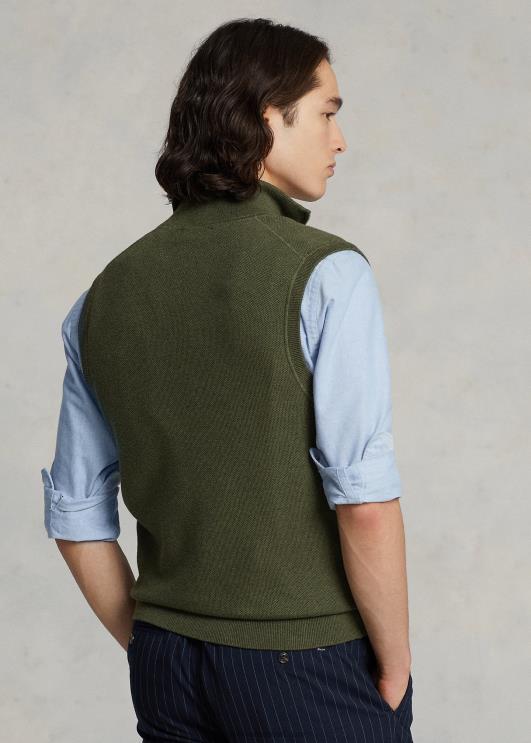 Ralph Lauren mehed puuvillane täistõmblukuga kampsunvest PR0V781 klassikaline oliivikanarbik