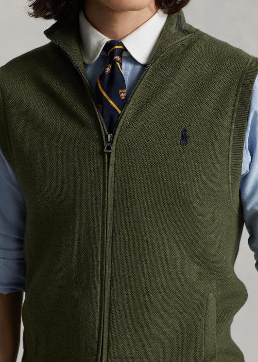 Ralph Lauren mehed puuvillane täistõmblukuga kampsunvest PR0V781 klassikaline oliivikanarbik