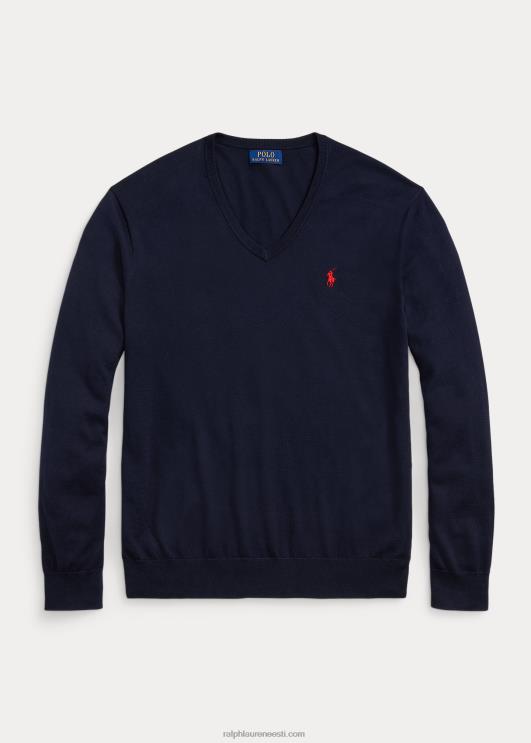 Ralph Lauren mehed puuvillane v-kaelusega kampsun PR0V8566 jahimeeste merevägi