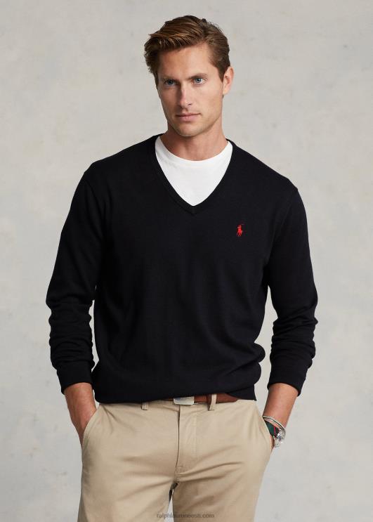 Ralph Lauren mehed puuvillane v-kaelusega kampsun PR0V8567 must