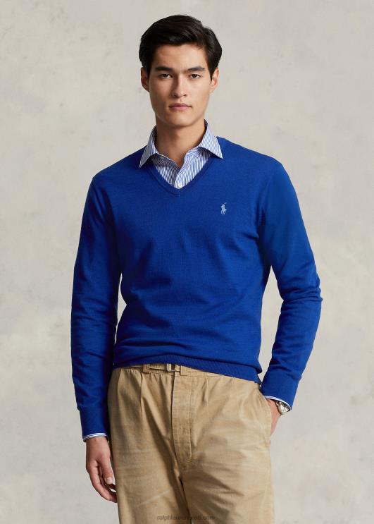 Ralph Lauren mehed puuvillane v-kaelusega kampsun PR0V8568 linna kuninglik