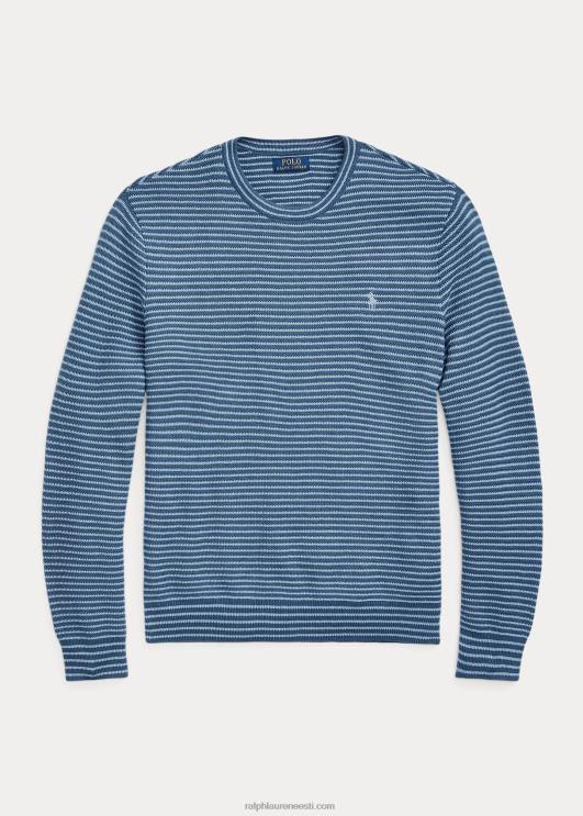 Ralph Lauren mehed tekstuur-triibuline puuvillane kampsun PR0V794 clancy sinine kombinatsioon