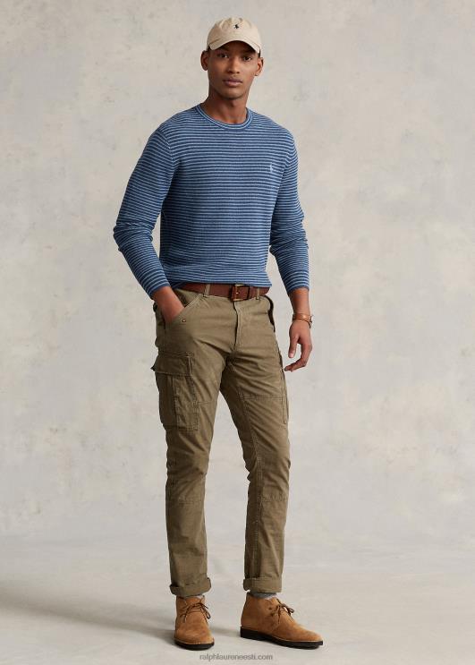 Ralph Lauren mehed tekstuur-triibuline puuvillane kampsun PR0V794 clancy sinine kombinatsioon