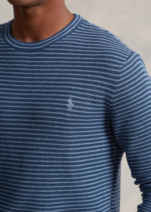 Ralph Lauren mehed tekstuur-triibuline puuvillane kampsun PR0V794 clancy sinine kombinatsioon