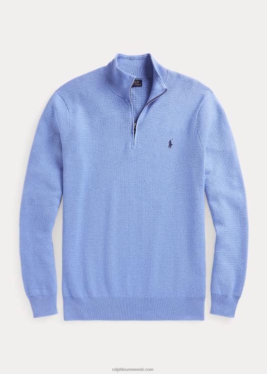 Ralph Lauren mehed tekstuuriga puuvillane veerandtõmblukuga kampsun PR0V1804 pehme kuninglik kanarbik