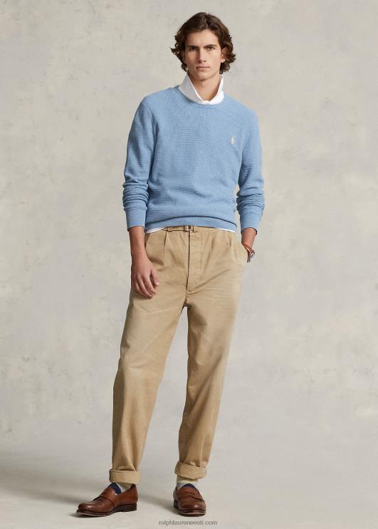 Ralph Lauren mehed tekstuuriga puuvillase kaelusega kampsun PR0V645 uus puudersinine kanarbik