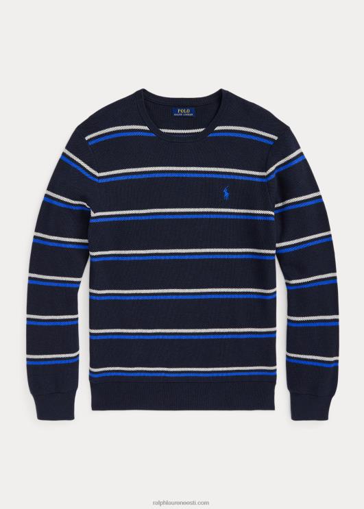 Ralph Lauren mehed triibuline võrkkootud puuvillane kampsun PR0V548 mereväe kombinatsioon