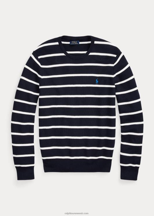 Ralph Lauren mehed triibuline võrkkootud puuvillane kampsun PR0V755 jahi mereväe kombinatsioon