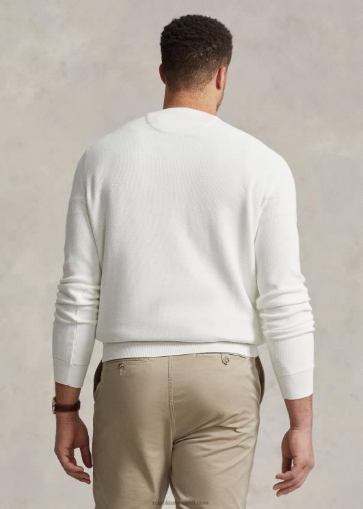 Ralph Lauren mehed võrkkootud puuvillane kampsun PR0V1894 tekipesu valge