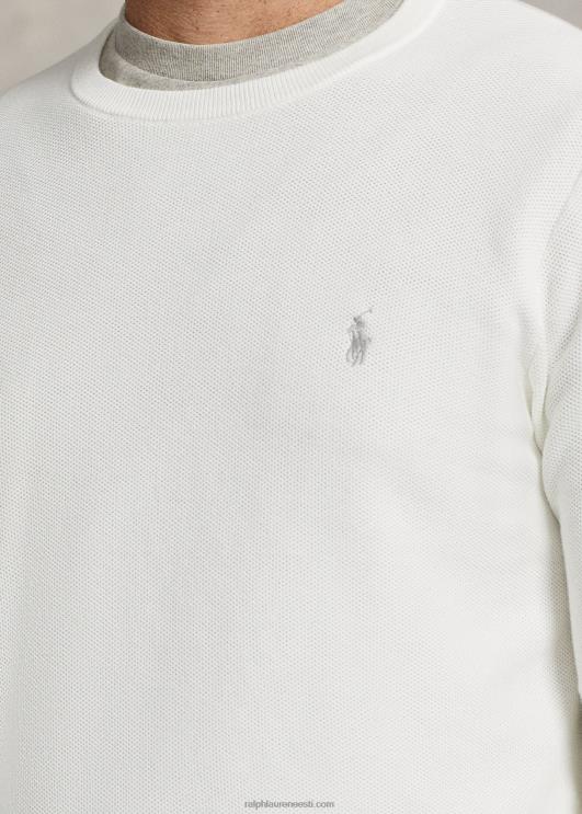 Ralph Lauren mehed võrkkootud puuvillane kampsun PR0V1894 tekipesu valge