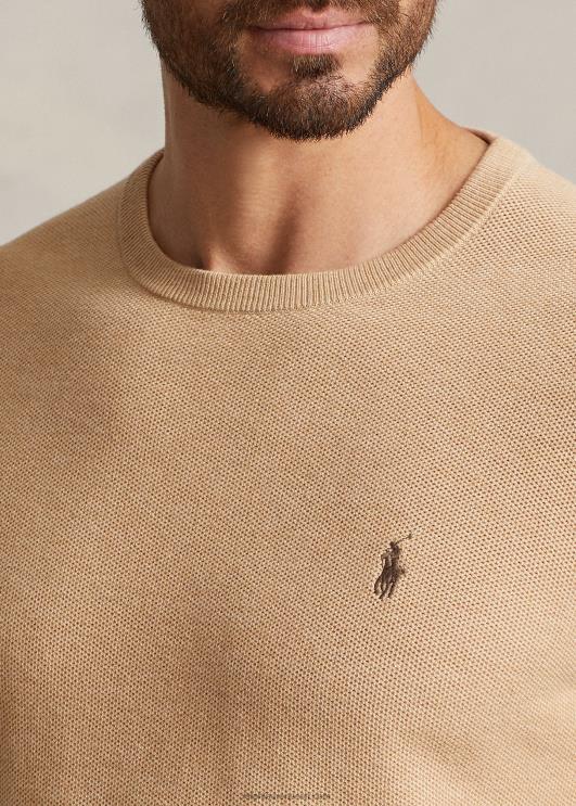 Ralph Lauren mehed võrkkootud puuvillane kampsun PR0V1895 kaameli melange