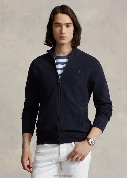 Ralph Lauren mehed võrkkootud puuvillane täistõmblukuga kampsun PR0V842 mereväe kanarbik