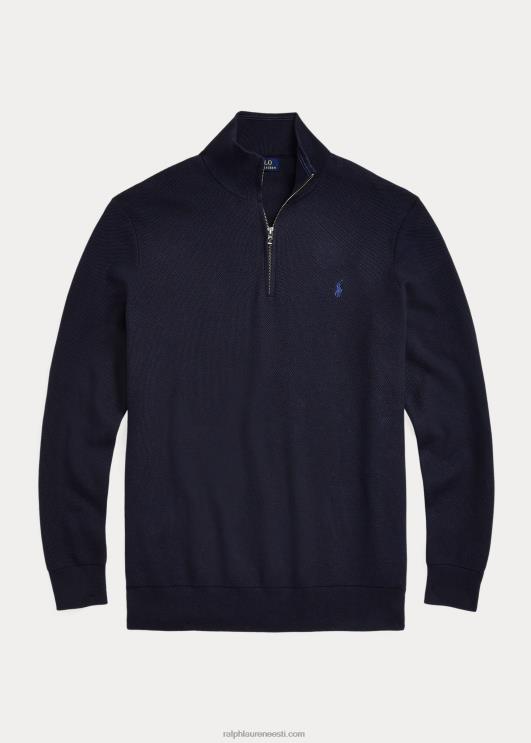 Ralph Lauren mehed võrkkootud puuvillane veerandtõmblukuga kampsun PR0V1914 mereväe kanarbik