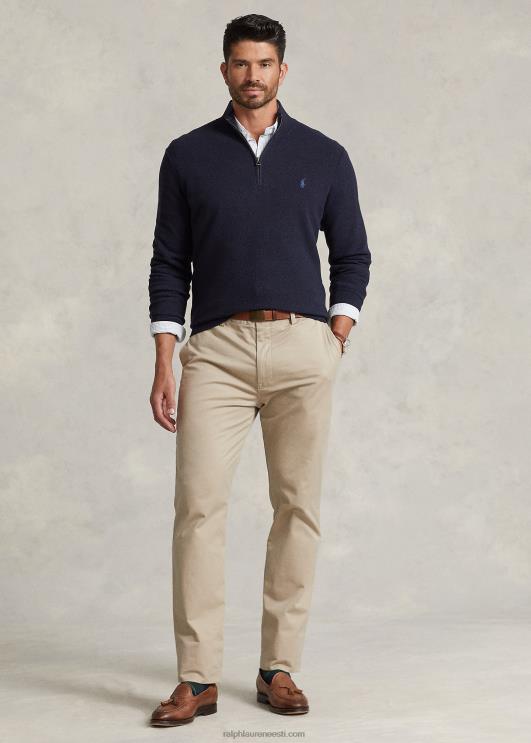 Ralph Lauren mehed võrkkootud puuvillane veerandtõmblukuga kampsun PR0V1914 mereväe kanarbik