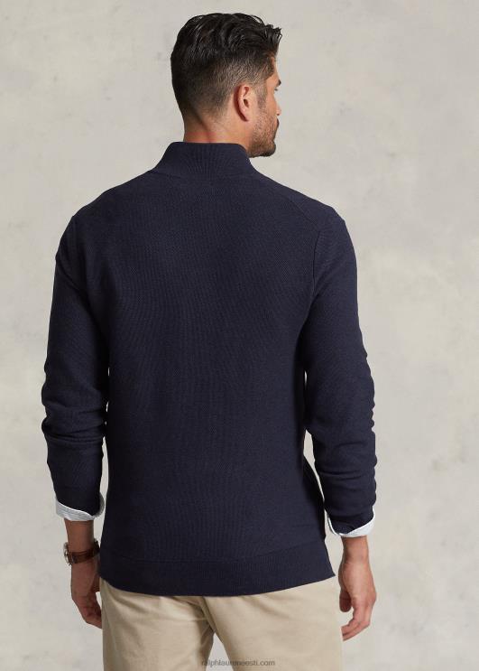 Ralph Lauren mehed võrkkootud puuvillane veerandtõmblukuga kampsun PR0V1914 mereväe kanarbik