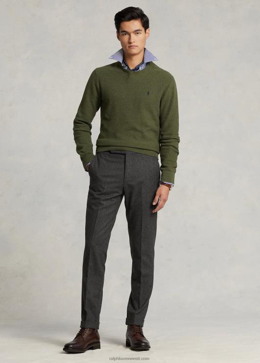 Ralph Lauren mehed võrkkootud puuvillasest kaelakaelusega kampsun PR0V669 klassikaline oliivikanarbik